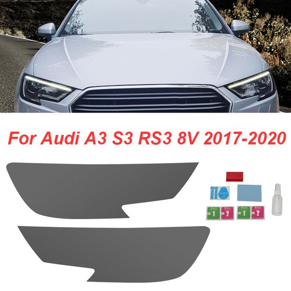 

for audi a3 s3 rs3 8v 2017-2020 sportback car headlight tpu tint black transparent protective sticker head light protection film