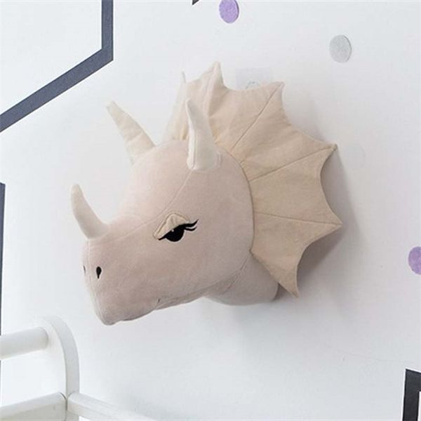 Testa di animale Dinosauro Decorazione da parete Elefante Cervo Supporto appeso Peluche Peluche Principessa Bambola Ragazza Regalo per bambini Camera dei bambini 220429