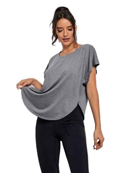 

batwing sleeve solid sports tee b5nm#, Gray