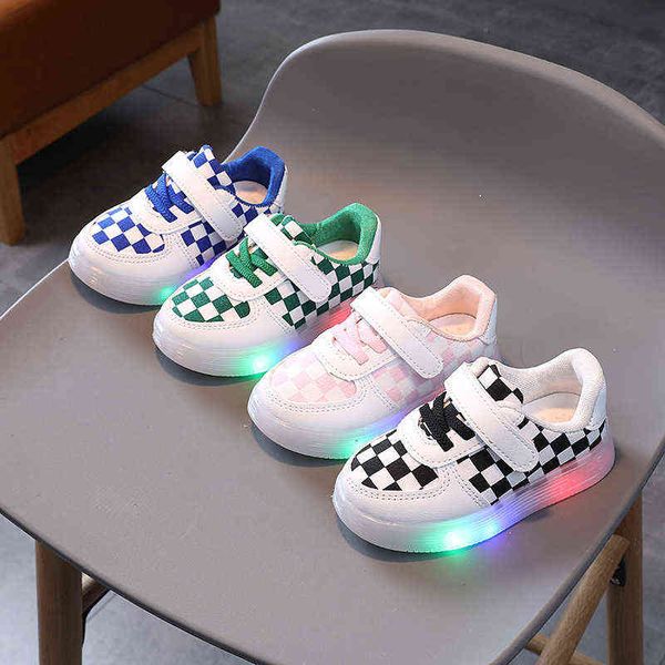 

led flashing light children's casual shoes fashion mesh breathable sneakers baby soft bottom non-slip toddler shoes boys girls g220413, Black;red
