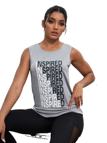 

letter graphic sports tank l4w6#, Gray