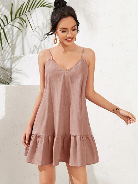 

ruffle hem cami dress f0cr#, Black;gray
