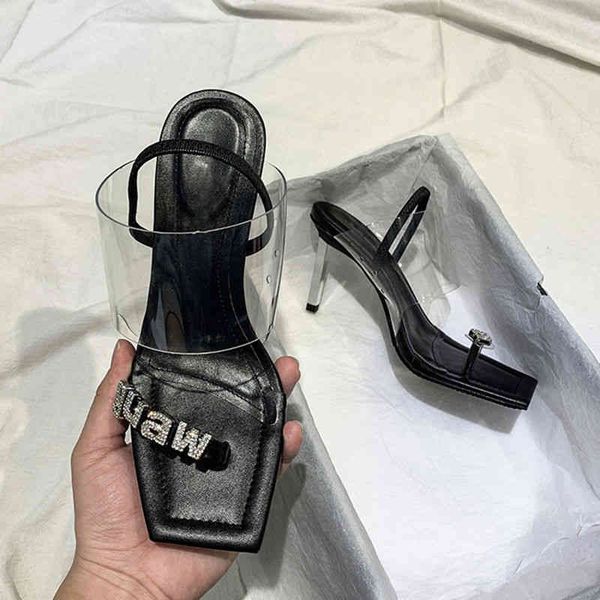

dress shoes roman shoes women's summer aw king clip toe sandals one line transparent stiletto high heels 4irw, Black