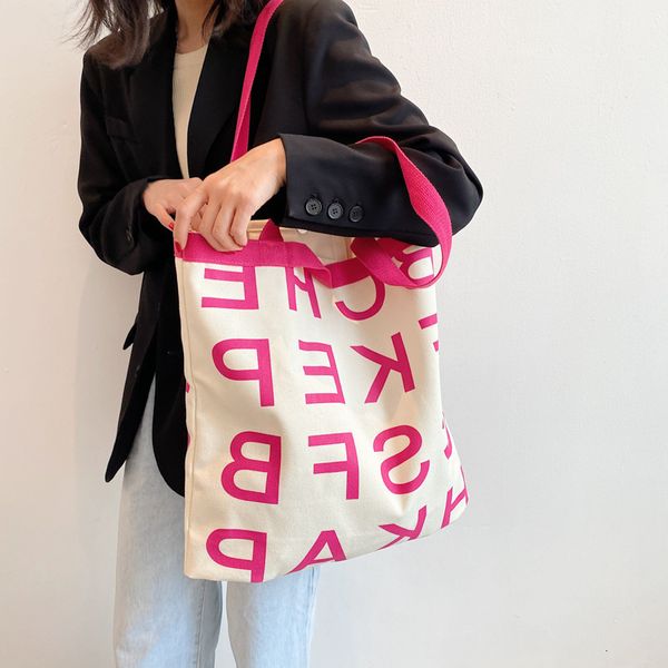 

designer bags summer canvas large capacity women's new fashion tote lazy style college student class shoulder
