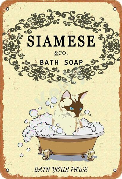 

siamese cat bath soap metal vintage tin sign wall decoration 12x8 inches for cafe bars restaurants pubs man cave decorative