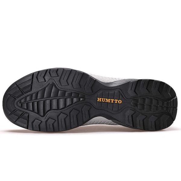 

humtto walking shoes men leather sneakers outdoor sports climbing camping non-slip wearable trekking shoes new upgrade big size, Black