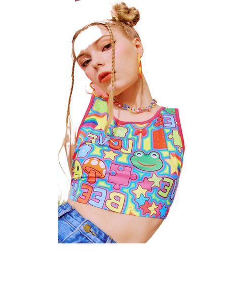 

romwe y2k revival letter cartoon graphic crop tank d2rm#, White