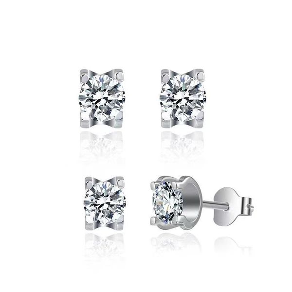 

stud classic 0.5ct d color moissanite earrings women jewelry 925 sterling silver vvs1 diamond wedding gift, Golden;silver