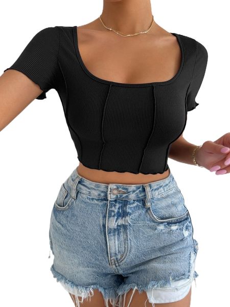 

lettuce trim rib knit tee w0x9#, White