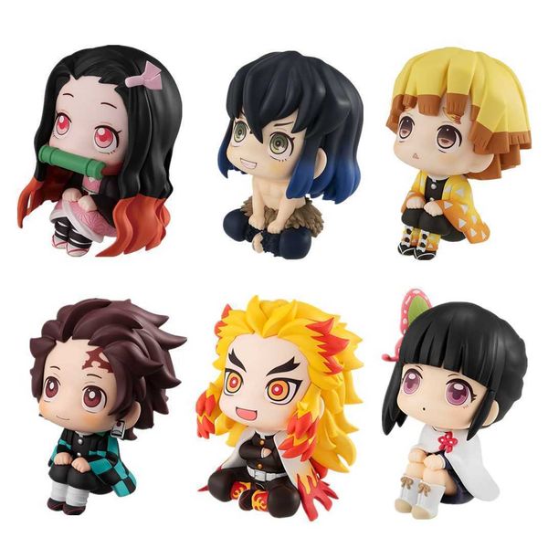 

huiya01 6pcs/lot anime demon slayer kimetsu no yaiba look up pvc action figures toys anime figure toys for gifts q0621