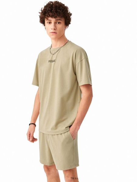 

x gun maverick men letter graphic tee & shorts n0vs#, Gray