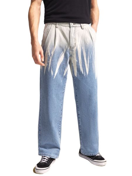 

men graphic print slant pocket jeans e6wd#, Blue