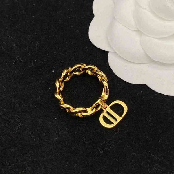 

outlet new letter ring female brass classic rings, Silver