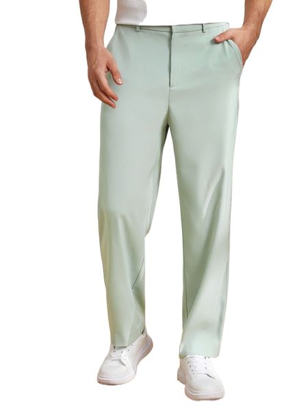 

men slant pocket tailored pants d4l4#, Black