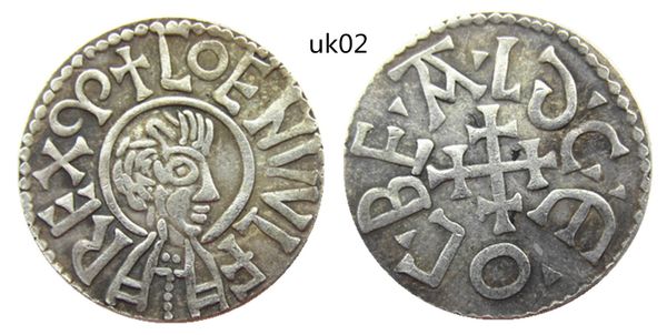 UK(01)-uk03Regno Unito 839-859 Re Aethelwulf di Wesex 1 Penny Craft Placcato Argento Copia Moneta produzione stampi in metallo