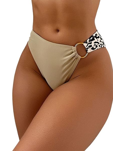 

leopard print ring linked bikini bottom x70n#, White;black