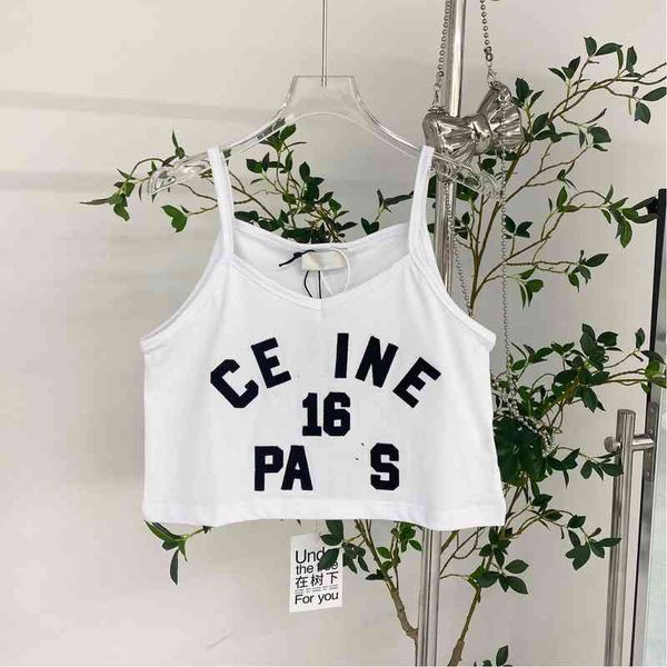 

factory direct sales 58% off 2022 summer new saijia show letter paste cloth embroidered vest suspender female short leaky navel, White