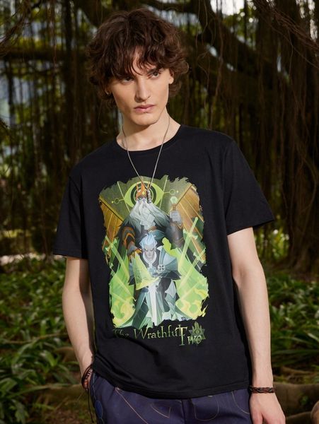

romwe x afk arena guys figure print tee g7ig#, White;black