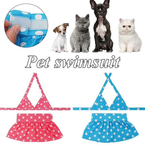 Hundebekleidung, Haustier-Strandrock, Katze, Bikini-Set, Kleid, Badebekleidung, Sommerkleidung, lustig, sexy, süß, gepunktet, klassischer BH, FashionDog