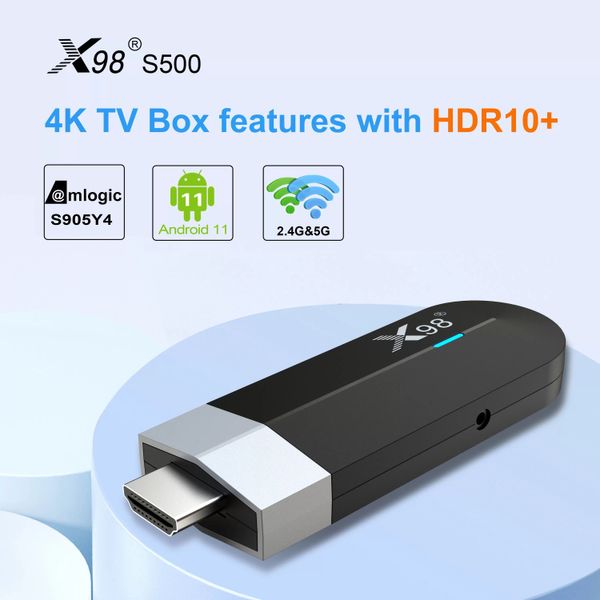 X96 S500 TV Stick Amlogic S905Y4 Quad Core Android 11.0 TV BOX 2,45 G Wifi 4 GB 32 GB 4K Smart Player TVBox Set-Top-Box