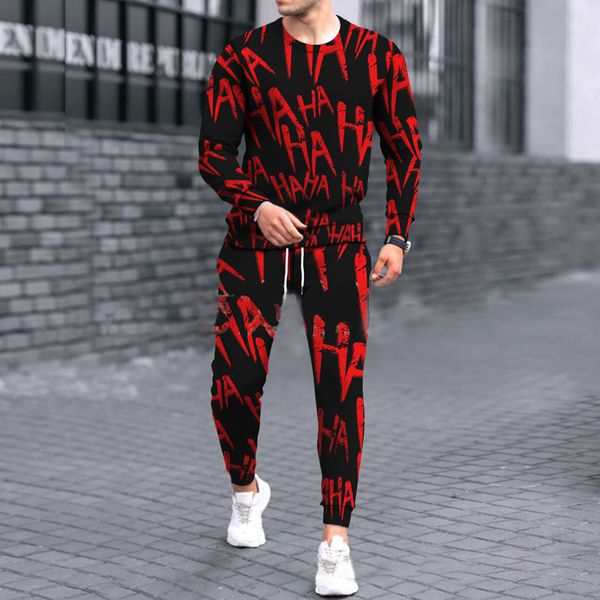 

men s tracksuits 3d printing autumn sports suit hip hop casual personality clothing 6xl oversized o neck grimace letter flag 220926, Gray