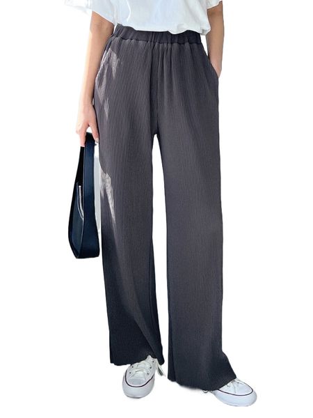 

dazy solid ribbed knit slant pocket pants d5m4#, Black;white