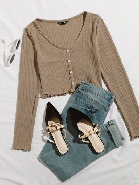 

lettuce trim rib-knit tee o3fn#, White