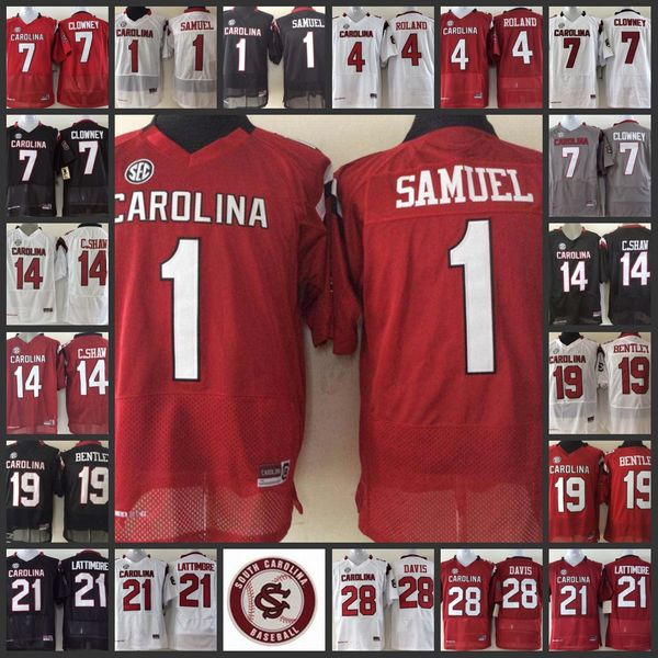 

1 deebo samuel jersey 7 jadeveon clowney jerseys 14 connor shaw 19 jake bentley 21 marcus lattimore ncaa usc stitched college football jerse, Black