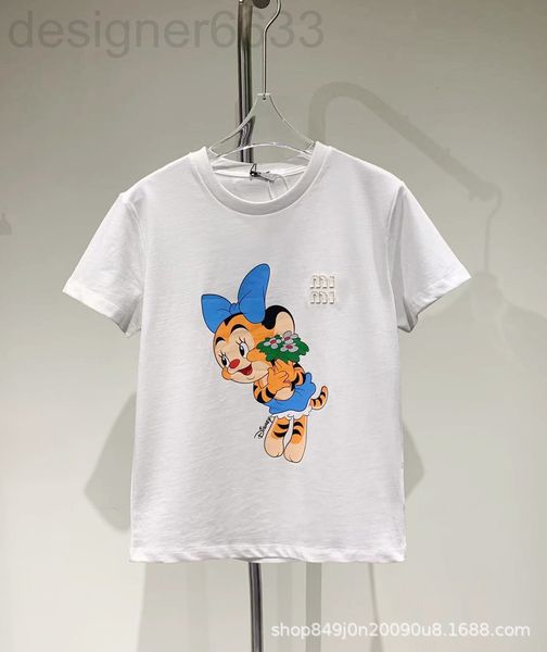 

women's t-shirt designer mm family spring and summer special cartoon tigei cotton short sleeve t-shirt, fashionable versatile, age redu, White