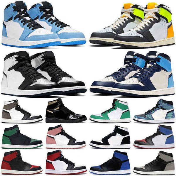 

jordens 4 112021 mens women outdoor shoes 1s high og jumpman 1 university blue mid light smoke grey chicago silver toe twist obsidian men sn, Black