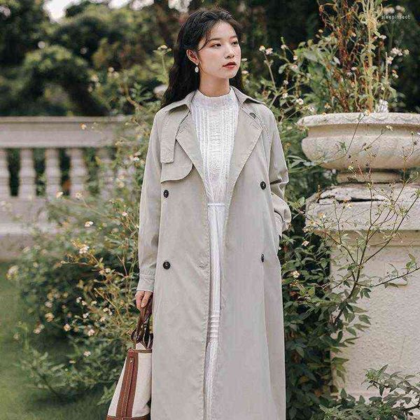 

women's trench coats 2022 korean long coat t220811, Tan;black