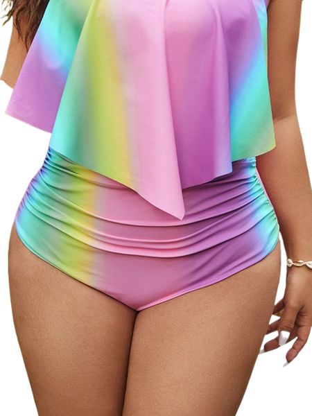 

plus ombre ruched bikini bottom e7nd#, Black