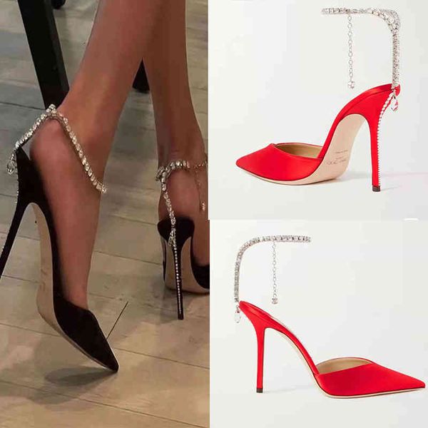 

sandals summer chain pointed thin heel baotou one line buckle versatile sandals rfrf, Black