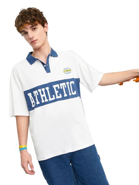 

men letter graphic polo shirt s50f#, White;black