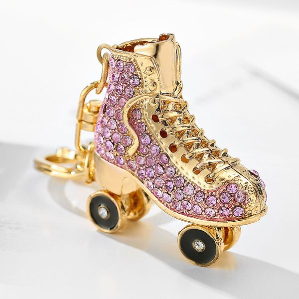 Chaveiros de cristal mini patins, design criativo, conjunto de diamantes, sapatos de patinação, chaveiro de carro, joias, presente, acessórios para casal