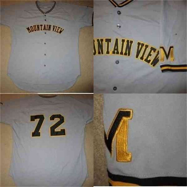 XFLSP Mountain View High School # 72 Jogo de Beisebol Gravado Jersey 100% Costume Personalizado Baseball Jerseys Qualquer Número Número Vintage