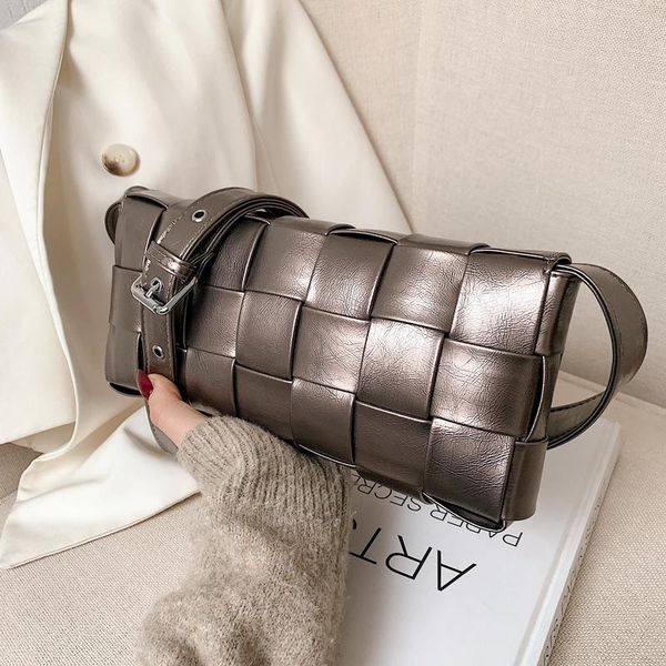 

evening bags large weave women shoulder 2022 pu leather women's designer handbag bolsos marca mujer lujo