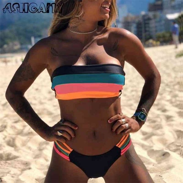 2021 Sexy Bikini brasiliano Costume da bagno donna Push Up Costumi da bagno Criss Cross Bandage Halter Bikini Set Costume da bagno da spiaggia Costumi da bagno 210319