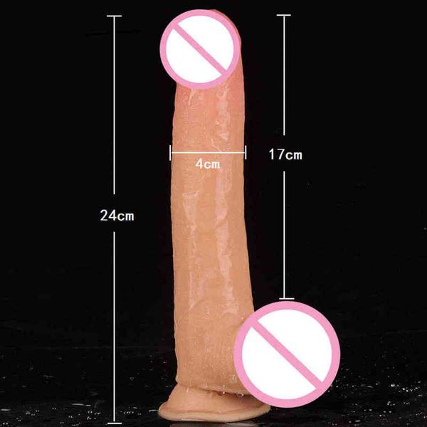 Nxy Sex Products Dildos 9 Zoll Gleitender Haut Enormer Dildo Realistischer Fallus Weicher Silikon Penis mit Saugnapf für Frauen Strap Anal Sexshop 1227