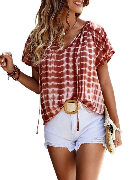 

tie dye raglan sleeve blouse f5xl#, White