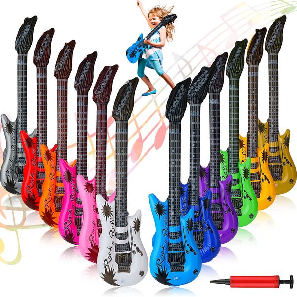 Outros suprimentos para festas de eventos 12 peças/lote guitarra inflável 36 polegadas explodir cores variadas acessórios falsos guitarras rock star elétrica para amaks