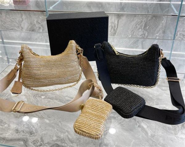 

fashion designer p brand 2 pc bags women men shoulder crossbody chain handbag tote shopping handmade hand made messenger bag travel wallet c