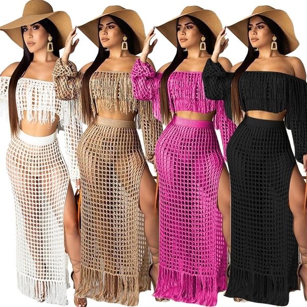 

two piece set women crop skirt 2 piece skirt set for female two pieces sets skirts womens suit 220606, White