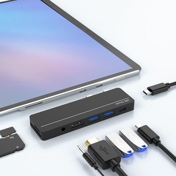 Hub Docking Station per laptop per Surface Pro 8 Hub X Notebook a doppio tipo C RJ45 USB A HDMl SD/TFUSB Hub USB