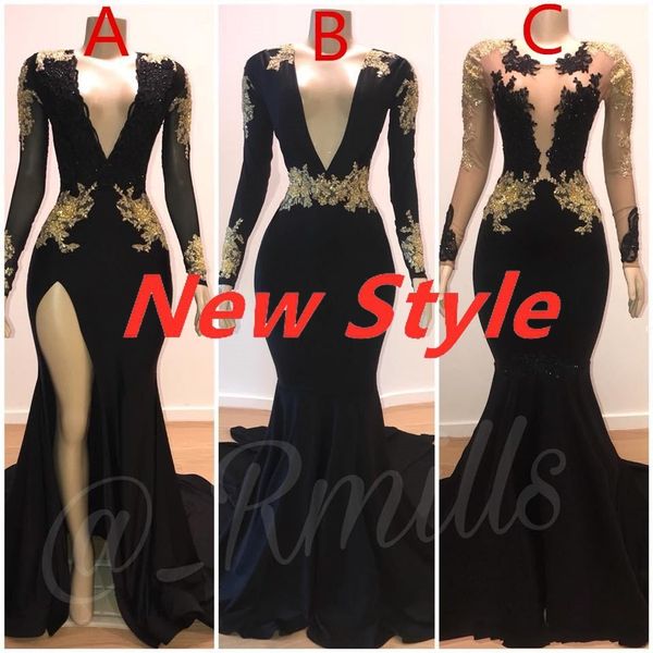 UPS 2022 Sexy Split Side High Gold Spitze Meerjungfrau Ballkleider Kristall Perlen rückenfreie Abendkleider Hollow Out Front Celebrity Dress