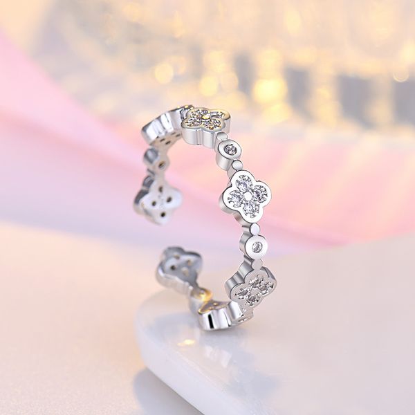 Moda jóias designer vans cleefly cravo banda anéis adorável para mulheres rosa ouro prata brilhando bling diamante cristal aberto amor anel presente brx0