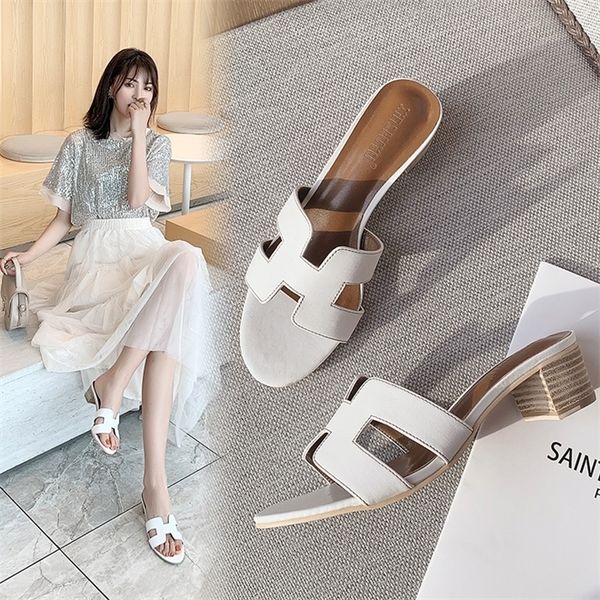 

with low discount designer slippers for women wear high-heeled one word holiday fashion thick heeled sandals7c3a, Black