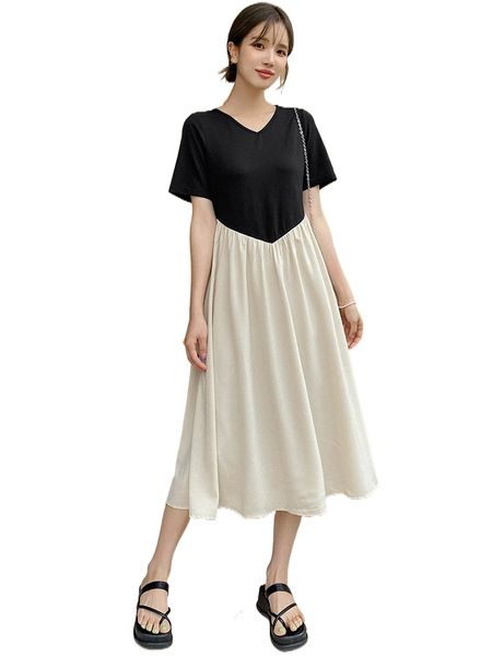 

dazy colorblock a-line dress u3ia#, Black;gray