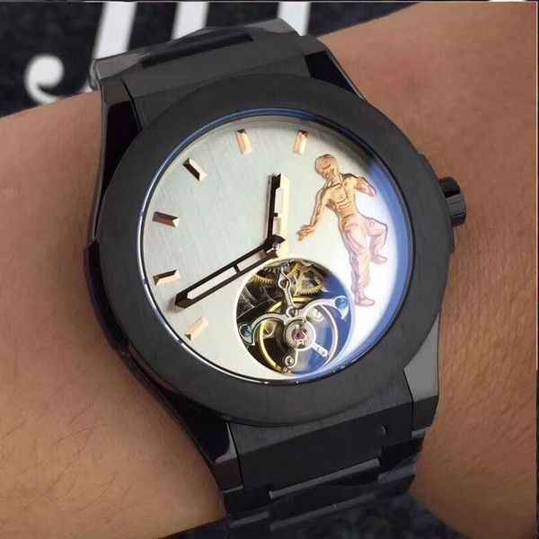 

classic nostalgic men's mechanical watch outdoor sports dial diving classic waterproof strap 45mm, Slivery;brown