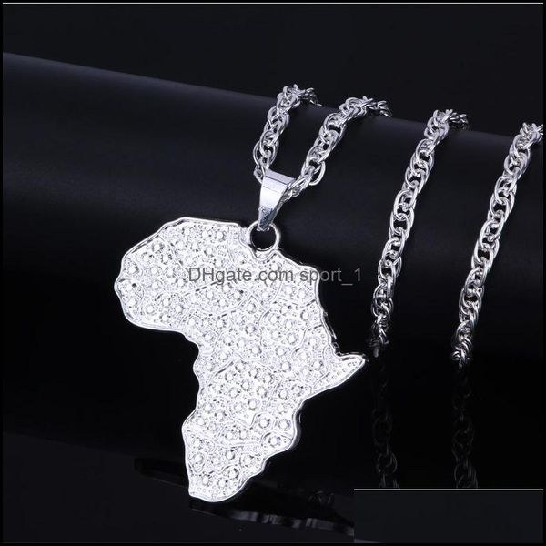 

pendant necklaces hip hop jewelry africa map color gold for women men african maps jewellery gifts mens drop delivery 2021 pendants sp dhbnr, Silver
